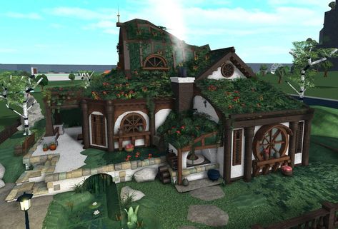 Villemo (@villemo.bloxburg) • Instagram photos and videos Cottage Core Exterior, Cottage Core Bloxburg House, Modern Suburban House, Bloxburg Cottage, House Layout Design, Cottagecore House, Green Village, Forest Cottage, House Decorating Ideas Apartments