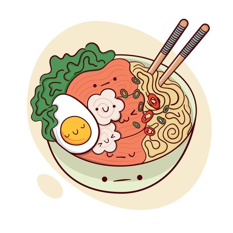 Kawaii Menu Art, Cooking Cartoon Aesthetic, Japanese Food Drawing Easy, Food Art Cartoon, Ramen Illustration Japanese Food, Food Drawing Doodles, Ramen Drawing Cute, Asian Food Cartoon, Noodle Doodle Drawing