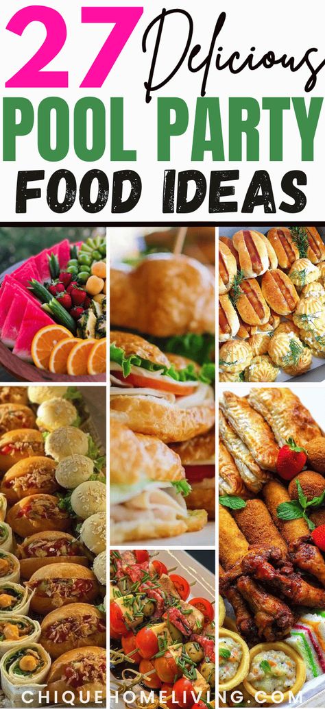 Planning a pool party and need the perfect menu? Look no further! Explore our curated pool party food ideas that are sure to impress your guests. These ideas are low-budget, easy to make, visually appealing, and make less mess. Pool Party Dinner Food Ideas, Pool Party Food For Adults, Pool Party Menu Ideas, Pool Food Ideas, Pool Party Food Ideas For Adults, Easy Pool Party Food, Teenage Pool Party, Pool Party Food Ideas, Party Main Dish