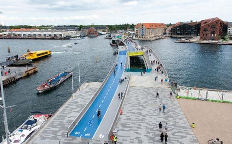 Copenhagen's Inderhavnsbro - Inner Harbour Bridge - Photo: City of Copenhagen   It's no secret that Copenhagen continues to invest massiv... Copenhagen Cycling, Harbor Bridge, Cycling City, Harbour Bridge, Urban Bike, West Bay, Cool Bicycles, Urban Environment, City Bike