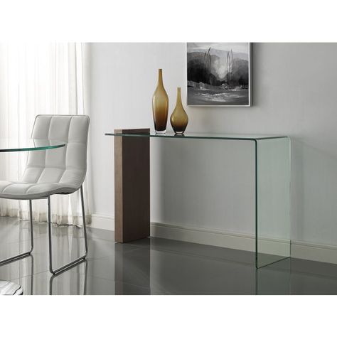 Buono Console Table by Casabianca Home Furniture Contemporary Console Table, Glass Console Table, Modern Console, Console And Sofa Tables, Modern Bar Stools, Creative Furniture, High Gloss White, Walnut Veneer, Furniture Outlet Stores