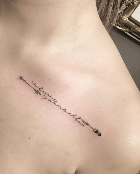 Love yourself tattoo Collar Bone Arrow Tattoo, Arrow Collar Bone Tattoo, First Love Yourself Tattoo, Believe In Yourself Tattoo, Tattoo Love Yourself, Love Yourself First Tattoo, Bird Tattoo Collarbone, Yourself Tattoo, Rose Tattoo Stencil