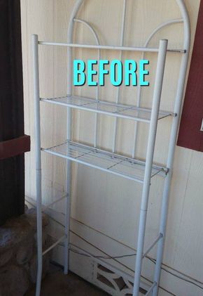 Most people put these over-the-toilet shelves in their bathroom, but this woman did something incredible on her front porch instead! Shelf Upcycle, Shelf Makeover, Over Toilet Storage, Shelves Over Toilet, Toilet Shelves, Over Toilet, Inspire Me Home Decor, Diy Upcycle, Renovation Design