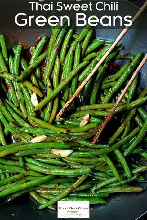 Asian Green Beans Recipe, Chili Green Beans, Asian Green Bean Recipes, Spicy Green Bean Recipes, Sandwiches Vegetarian, Dinners Vegetarian, Asian Green Beans, Vegetarian Sandwiches, Vegetarian Party