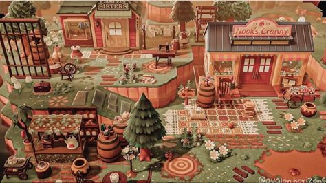 Animal Crossing Island Inspiration Shops, Shop Inspo Acnh, Animal Crossing Nook Shop Ideas Cottagecore, Animal Crossing Island Shop Ideas, Nook Shop Ideas Acnh, Acnh Store Layout Ideas, Acnh Shops Idea Cottagecore, Acnh Island Nooks Cranny Ideas, Town Hall Ideas Animal Crossing