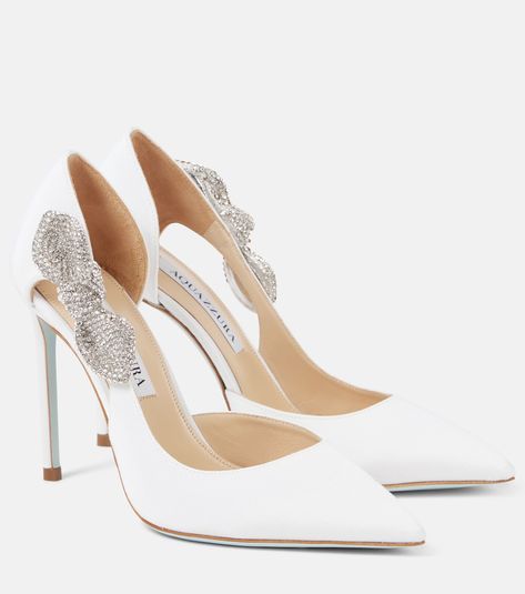 Mytheresa Shoes, Aquazzura Heels, Designer Wedding Shoes, Aquazzura Shoes, Church Outfit, Mid Heels Pumps, Bridal Heels, White Pumps, Landscape Pictures