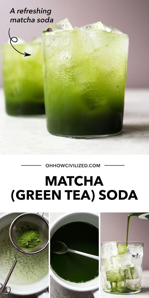 Green Tea Soda Recipe, Matcha Syrup, Matcha Soda, Summer Tea Recipes, Fizzy Water, Iced Green Tea Recipe, Matcha Drink Recipes, Matcha Tea Recipes, Summer Drink Recipe