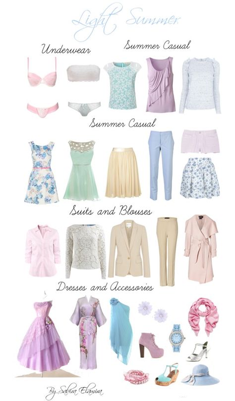 "Light Summer Light Colors" by sabira-amira ❤ liked on Polyvore Light Summer Inspiration, Outfits For Light Summer Palette, Light Summer Pallette Outfits, Light Summer Color Outfits, Light Summer Colour Palette Outfits, Light Summer Style Outfit, Light Summer Fashion, Light Summer Jewelry, Light Summer Palette Outfits