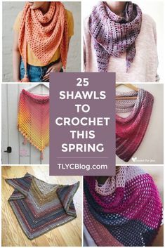 25 Easy Crochet Shawls and Wraps to Make This Spring. Try one of these free crochet patterns or paid crochet patterns to make triangle and rectangle light, lace striped, colorful crochet shawls this spring and summer. Most of these patters are easy, use cake yarn, and would make great stash busters. | TLYCBlog.com #freecrochetpattern #crochetshawl #crochetscarf #crochetwrap #tlyarncrafts #tlycblog #crochetblogger #crochet #scarfpattern Crochet Scarf Pattern Free Easy, Crochet Shaw, Spring Shawl, Tl Yarn Crafts, Spring Crochet, Crochet Spring, Crochet Cape, Crochet Scarf Pattern Free, Crochet Shawl Pattern Free