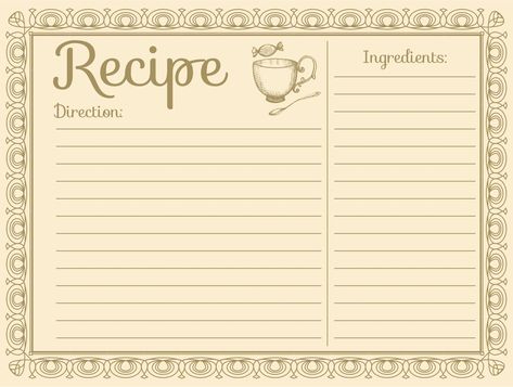 Printable Vintage Recipe Cards 4X6 Cute Recipe Cards Printables, Recipe Paper Printable, Vintage Recipe Cards Printable Free, Recipe Book Cover Design Free Printable, Recipe Cards Printable Free Templates, Cooking Template, Cute Recipe Cards, Recipe Templates Free, Recipe Card Design