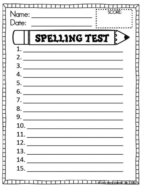 FREE Printable Spelling Test Template Spelling List Template, Spelling Practice Worksheets, Spelling Test Template, Spelling Word Activities, Spelling Ideas, Spelling Words List, Homeschool Worksheets, Spelling Test, School Template