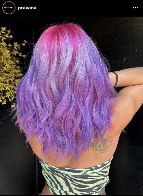 Pink Roots Purple Hair, Purple To Pink Hair, Pastel Pink And Purple Hair, Vivid Hair Color Ideas For Brunettes, Light Purple Hair Dye, Pink And Lavender Hair, Lavender Hair Color Ideas, Purple And Pink Hair, Purple Pink Hair