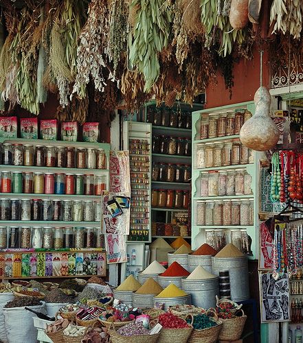 Spice Shop, Marrakech, Morocco √ Spice Market, Spice Shop, Morocco Travel, Marrakech Morocco, Spices And Herbs, Moroccan Style, World Market, North Africa, Please Wait