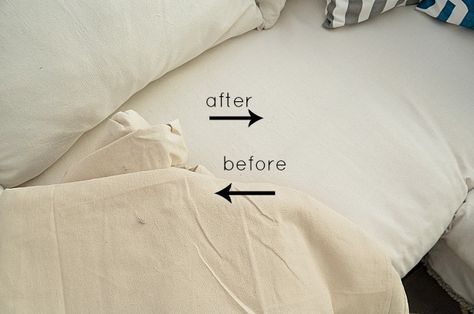 Make a Dropcloth Sofa Sectional Slipcover! Drop Cloth Slipcover, Family Room Couch, Drop Cloth Projects, White Slipcovers, Chic Living Room Decor, Cloth Ideas, Sectional Couch Cover, Slip Covers, Sectional Slipcover