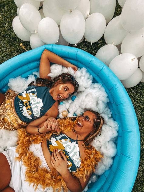 Strikes Again Bid Day Theme, Weather Bid Day Theme, Storm Bid Day Theme, Cloud 9 Sorority, Strikes Again Bid Day, Storm Bid Day, Bid Day Banner, Sorority Aesthetic, Sorority Themes