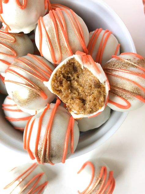 Pumpkin Cake Balls – Cookies & Calligraphy Spice Cake Balls, Pumpkin Spice Cake Balls, Cake Ball Recipe, Pumpkin Cake Balls, House Smell Like Fall, Fall Cake Pops, Smell Like Fall, Pumpkin Cake Pops, Recipe Printable