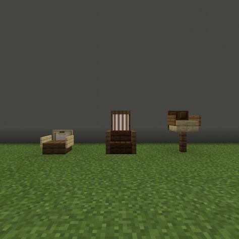 Here’s some Minecraft chair designs to include in your minecraft builds! #minecraft #minecraftbuilds #chairs #minecraftchair Minecraft Barstool, Minecraft Thrown Chair, Minecraft Chair Designs, Chairs In Minecraft, Minecraft Table And Chairs, Minecraft Chair Ideas, Chair Minecraft, Minecraft Table, Minecraft Cabin