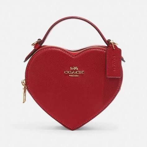 Red Heart Purse, Heart Shaped Purse, Heart Crossbody Bag, Chloe Bags Handbags, Leather Heart, Bow Bag, Heart Bag, Heart Women, Coach Outlet