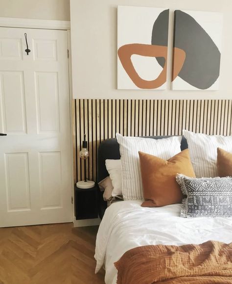 Slatted Wood Headboard Wall, Slat Panel Headboard, Wood Panelling Headboard, Vertical Wood Slat Headboard, Slatted Wood Headboard, Diy Wood Panel Headboard, Diy Slatted Headboard, Diy Wood Slat Headboard, Panel Headboard Diy