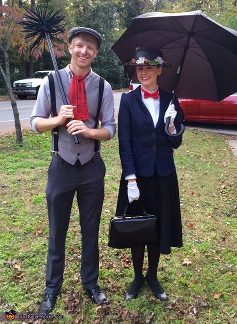 Dana: My boyfriend, Paul and I wanted to dress up together for a costume party, so I began to think of couple costume ideas. I love the Classics and Mary Poppins... Chimney Sweep Costume, Couple Costume Ideas, Mary Poppins And Bert, Mary Poppins Costume, Creative Halloween Costumes Diy, 2015 Halloween Costumes, Disney Costume, Couple Costume, Clever Halloween Costumes