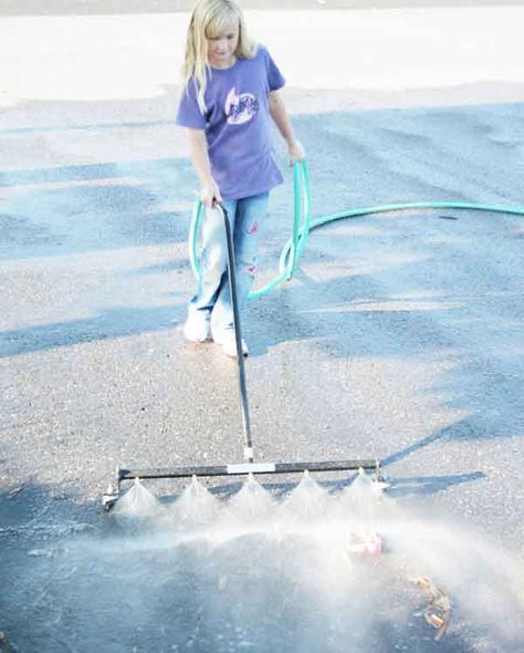 The Ultimate Way To Clean Up | The Water Sweeper Water Broom Water Broom, Animal Farming, Push Broom, Staining Deck, Pop Cans, Gallon Of Water, Garage Floor, Sparkling Clean, Service Station