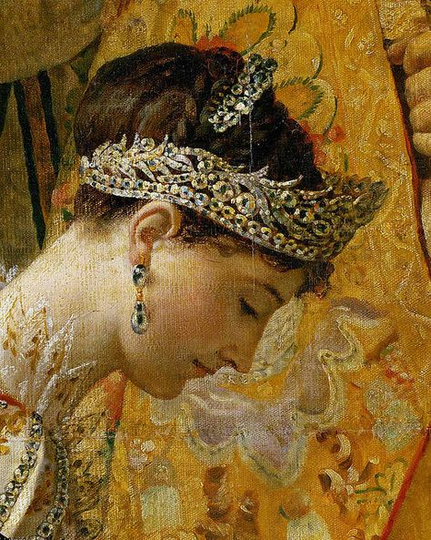 Jacques-Louis David 'The Coronation of Napoleon' (detail of Josephine) Jacque Louis David, Coronation Of Napoleon, Chateau De Malmaison, Jacques Louis David, Empress Josephine, Napoleon Bonaparte, The Coronation, Art Classique, Louvre Museum