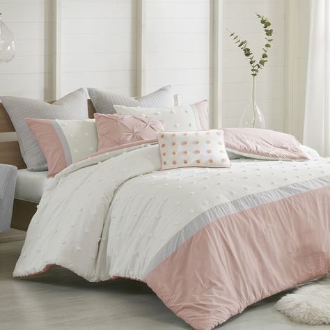 Whether you're bringing a pop of pattern to a monotone master suite aesthetic or offering up a touch of eclectic texture to your welcoming guest suite, this lovely comforter set brings a dash of definition and simple sophistication to your restful nest. Featuring a comforter, two standard shams, two euro shams, and two decorative pillows, this set makes it easy to outfit any bedspread, while its raised polka dots and cinched details draw eye and offers a bold pop in your space. Pair it with a se Habitat Bedding, Cotton Comforter Set, Urban Habitat, How To Clean Pillows, Ideas Hogar, Pillows Decorative, King Comforter Sets, Euro Pillow, Cotton Comforters