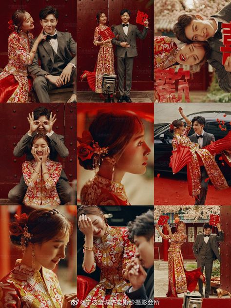 Chinese Wedding Photoshoot Aesthetic, Chinese Prewedding Photoshoot, Chinese Engagement Photos, Chinese Couple Photoshoot, Sangjit Photoshoot, Chinese Wedding Photoshoot, Vietnamese Wedding Decorations, Tea Ceremony Photography, Chinese Prewedding