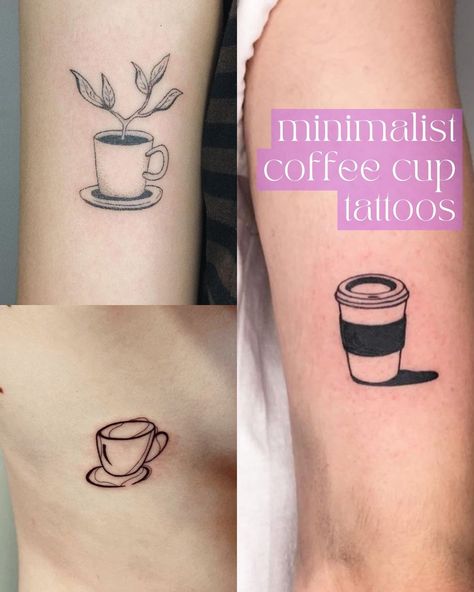 43 Coffee Cup Tattoo Designs For Women - Tattoo Glee Coffee Tattoos For Women, Tea And Coffee Tattoo Matching, To Go Coffee Cup Tattoo, Fineline Coffee Tattoo, Coffee Tattoos Small, Small Coffee Tattoo, Coffee Cup Tattoo Small, Cup Of Coffee Tattoo, Espresso Tattoo