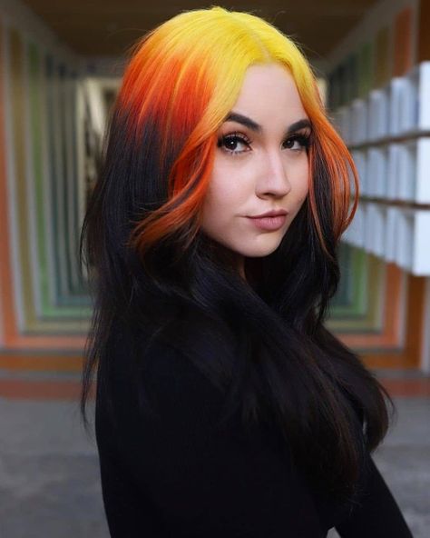 The Brightest Hair Colors to Help You Transition to Fall in Style | Fashionisers© Orange And Yellow Hair, Yellow Hair Dye, Cheveux Oranges, Yellow Hair Color, Fire Hair, Cute Hair Colors, Creative Hair Color, Bright Hair Colors, Pretty Hair Color