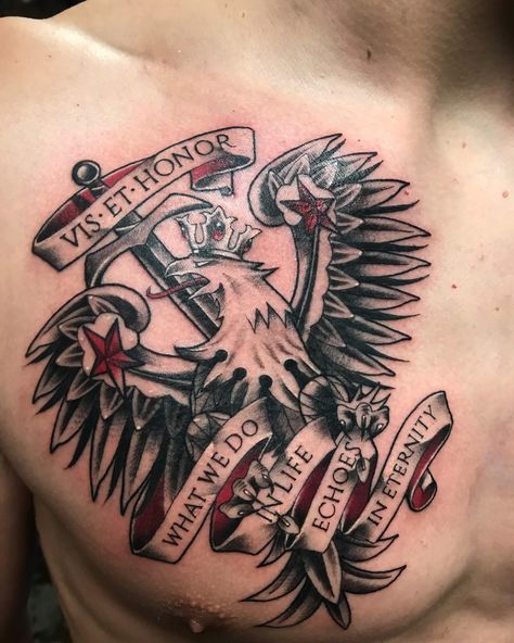 Polish Tattoos Men, Poland Tattoo Ideas, Polish Tattoos Symbols, Traditional Polish Tattoo, Polish Tattoo Ideas, Best Meaningful Tattoos, Polish Eagle Tattoo, Tattoo Design With Meaning, Eagle Tattoo Ideas