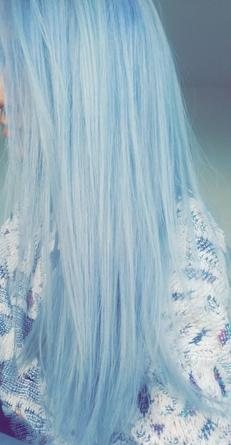 Pastel blue hair Done with the Loreal Feria Smokey Blue boxed dye Ice Blue Hair Ombre, Smokey Blue Hair Color, Pastel Blue Hair Aesthetic, Ice Blue Hair Color, Light Blue Hair Aesthetic, Long Light Blue Hair, Powder Blue Hair, Pale Blue Hair, Pastel Blue Hair Color