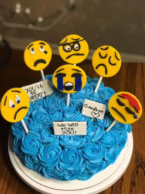 Farewell cake for coworker #cake #coworker #goodbyecake #farewellcake #sademojicake Farewell Cake Ideas Coworker, Goodbye Cakes Coworker, Farewell Party Ideas For Coworker, Fairwell Cake Ideas, Farewell Cake Designs, Farewell Cake Ideas, Farewell Cupcakes, Funny Farewell Cakes, Nurse Cakes