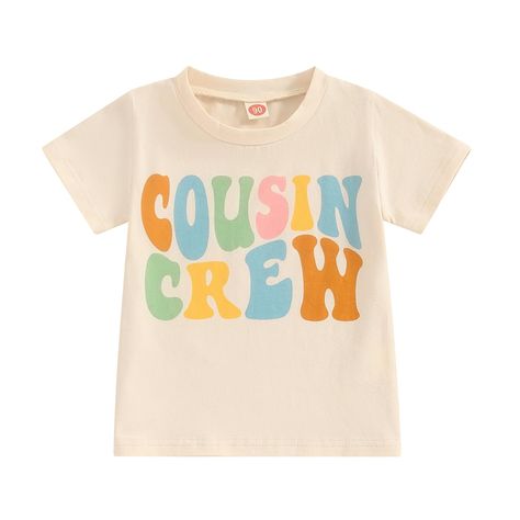 PRICES MAY VARY. 【Material】Cousin crew baby,made of 95% cotton and 5% polyester.Super soft,breathable,skin friendly and cozy.Cousin crew shirts tee toddler t-shirt baby bodysuit set for family matching outfit. 【Designs】Cousin crew shirts for kids,cousin crew romper.''COUSIN CREW'' colorful letter print,baby boy girl summer romper,crewneck,short sleeve bodysuit,toddler baby t-shirt,pullover tee top shirts.Cousin crew T-shirts and bodysuits for baby and toddler boy and girls fun family outfits,mat Cousin Crew Tshirts, Cousin Crew Shirts Kids, Cousin Shirts Kids, Kids T Shirt Design Ideas, Brother And Sister Matching Outfits, Sibling Matching Outfits, Kids Tshirt Ideas, Cousin Crew Shirts, Cricut Press