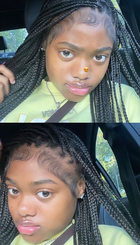 Small Knotless With Dramatic Edges, Messy Edges With Knotless Braids, Knotless Braids With Fluffy Edges, Fluffy Edges With Braids, Edges On Braids, Fluffy Edges, Dramatic Edges, Pretty Braids, Big Box Braids Hairstyles