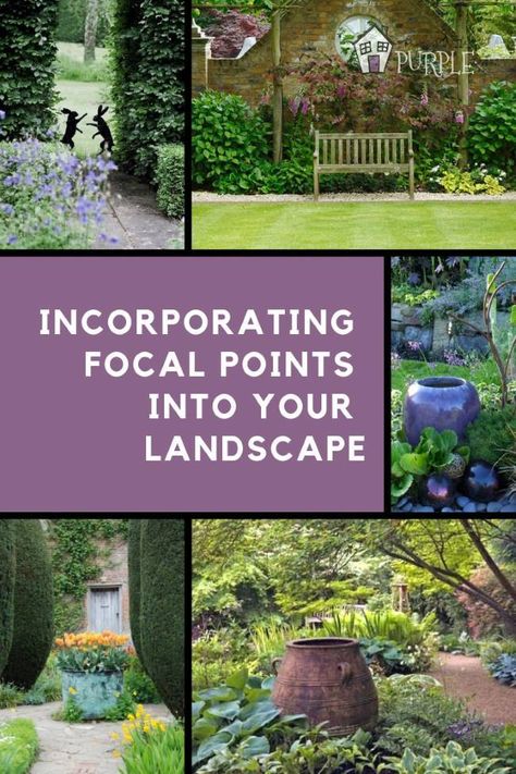 Incorporating focal points into your landscape - how to pick and place focal points in your garden | Pretty Purple Door #focalpoints #landscaping Focal Points In Gardens, Focal Point In Garden, Backyard Focal Point, Focal Point Garden, Monarch Waystation, Garden Redesign, Landscape Farm, Chicken Yard, Deer Flowers