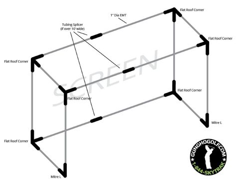 How To Build Your Own DIY Impact Screen Enclosure for your Golf Simulator Studio - GungHoGolf.com Golf Cage Diy, Golf Nets For Backyard Driving, Diy Home Golf Simulator, Golf Simulator Garage Diy, Golf Net Backyard Diy, Diy Golf Simulator Enclosure, Garage Golf Simulator Diy, Golf Simulator Shed, Garage Golf Simulator