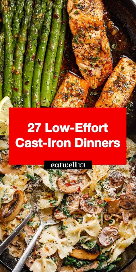 Cast-Iron Dinner Recipes - #cast-iron #dinner #recipes #eatwell101 - These cast iron skillet dinner recipes are one-pan wonders for any night of the week! Cast Iron Chicken And Veggies, Tilapia In Cast Iron Skillet, One Pot Cast Iron Skillet Recipes, Meals In Cast Iron Skillet, Keto Skillet Recipes, Simple Cast Iron Skillet Recipes, Gluten Free Cast Iron Recipes, Meals High In Iron Recipes, Iron Cast Skillet Recipes