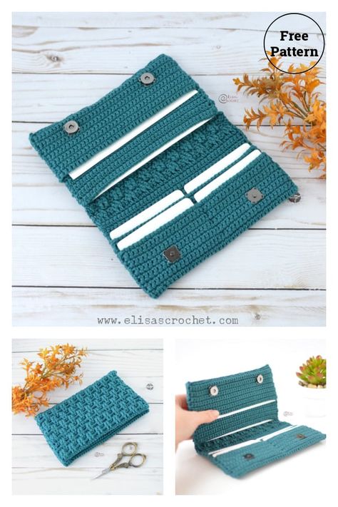 Crochet Wallet Tutorial, Easy Crochet Patterns Free Beginners, Wallet Pattern Free, Crochet Studio, Crochet Hairband, Crochet Wallet, Crochet Clutch Bags, Crochet Coin Purse, Bead Hair