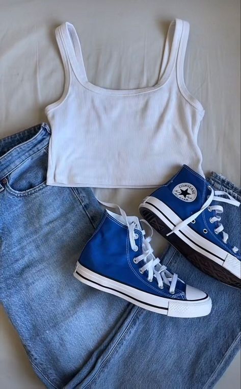 Outfit With Blue Converse, Royal Blue Converse Outfit, Navy Converse Outfit, Blue Converse Outfit, Outfit Converse, Converse Outfit, Blue Outfits, Blue Converse, Downtown Outfits