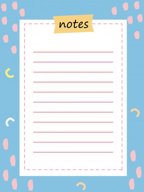 Note Paper Cute, Scrapbook Notes, Note Cute, Notes Cute, Valentine Doodle, Notes Paper, Paper Vector, Colorful Notes, Colorful Stationery