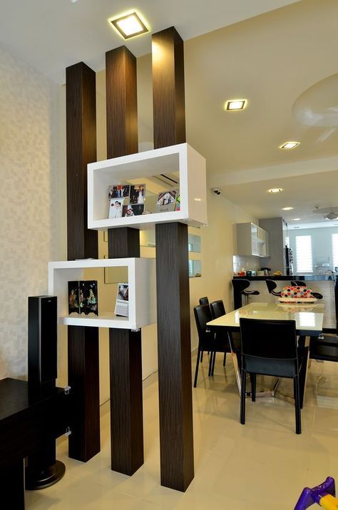 How #Wooden_Display_Cabinets Enhance the Aesthetic Charm of Your Living Space White Kitchen Living Room, Hiasan Dalaman Rumah, Wooden Partitions, Living Room Divider, Living Room Partition, Living Room Partition Design, Room Partition Designs, Curtains Living, Room Curtains