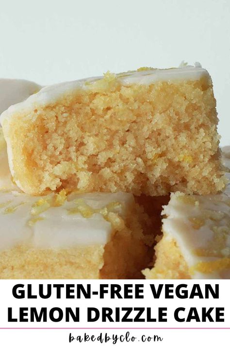 Vegan Gluten-Free Lemon Drizzle Cake Dairy Free Lemon Cake, Gluten Free Lemon Drizzle Cake, Vegan Lemon Drizzle Cake, Gluten Free Dairy Free Cake, Dairy Free Cake Recipe, Gluten Free Lemon Cake, Vegan Gluten Free Cake, Glutenfri Baking, Egg Free Cakes