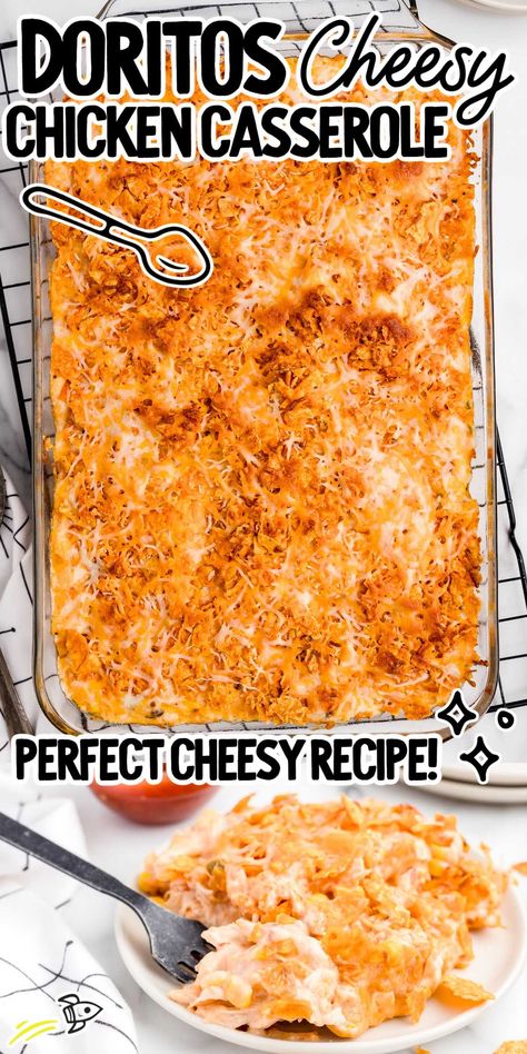 How can you go wrong with crunchy Doritos, creamy chicken and melted cheese? Our cheesy Dorito chicken casserole is the answer. Dorito Chicken Casserole, Shredded Chicken Casserole, Doritos Chicken Casserole, Doritos Recipes, Doritos Chicken, Chicken Dorito Casserole, Cheesy Chicken Casserole, Chicken Casserole Recipes, Dorito Chicken