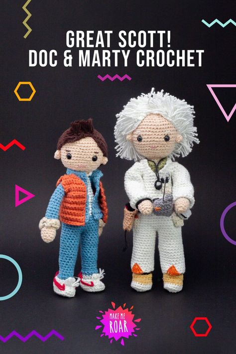 I'm a big fan of BTTF so it was only a matter of time before I recreated my favourite characters in crochet form. Find out how I created these amigurumi in this blog post. Crochet Pop Culture, Pop Culture Crochet Patterns Free, Crochet Movie Characters, Crochet Funko Pop, Pop Culture Crochet, Doc And Marty, Crochet Ocean Animals, Crochet Ocean, Crochet Characters