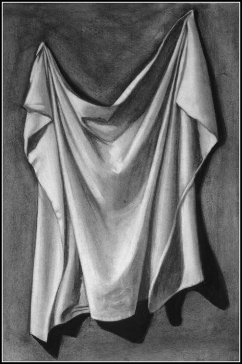 Observational Drawing Draped Cloth, Drapery Drawing, Value Drawing, Fabric Drawing, Ap Studio Art, Observational Drawing, White Drawing, Basic Drawing, Still Life Drawing