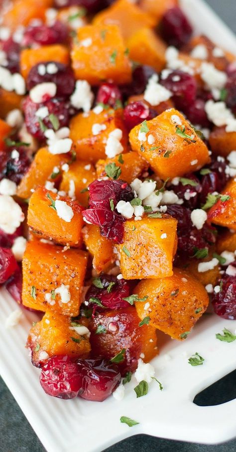 Honey Roasted Butternut Squash, Butternut Squash With Cranberries, Thanksgiving Food Sides, Pasta Vegetariana, Healthy Thanksgiving, Thanksgiving Recipes Side Dishes, Butternut Squash Recipes, Thanksgiving Side, God Mat