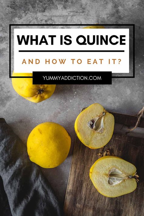 Rediscover a forgotten fruit in this guide about what quince is and how to eat it. Be inspired by learning where to find them, how to pick them, and by getting tons of tips on how to prepare and use it in your cooking. #quince #quincerecipes Quince Recipes Easy, Quince Fruit Aesthetic, What To Do With Quince Fruit, Quince Jam Recipe How To Make, Quince Fruit Recipes, Quince Apple Recipes, Preserving Produce, Roasted Quince, Quince Food