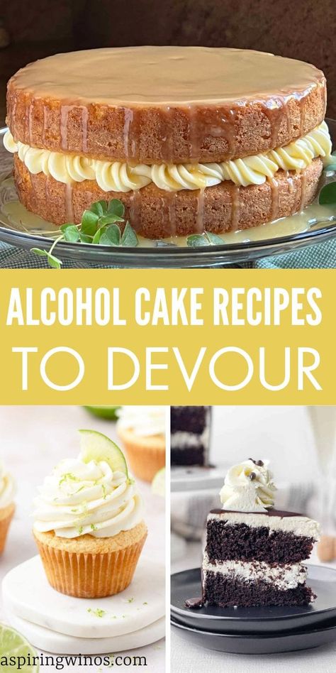 Desserts Made With Vodka, Rum Infused Cake, Cake Pops With Alcohol, Bartender Cake Ideas, Boozy Cake Flavors, Boozy Valentines Desserts, Alcohol Inspired Desserts, Easy Boozy Cakes, Liquor Cakes Recipes