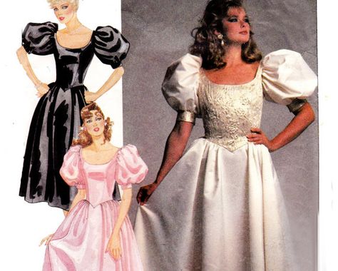 Puff Sleeve Dress Pattern, 1980s Wedding Dress, Evening Gown Pattern, Mccalls Patterns Dress, Wedding Dress Patterns, Bridesmaid Dressing Gowns, Gown Pattern, Formal Dresses Gowns, Mccalls Sewing Patterns